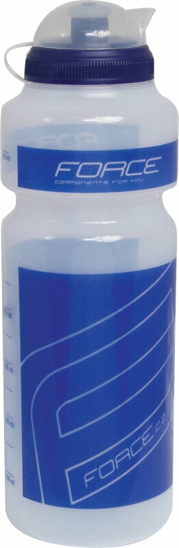 Botella de bicicleta Force Water Bottle "F" Transparent/Blue 750 ml Botella de bicicleta