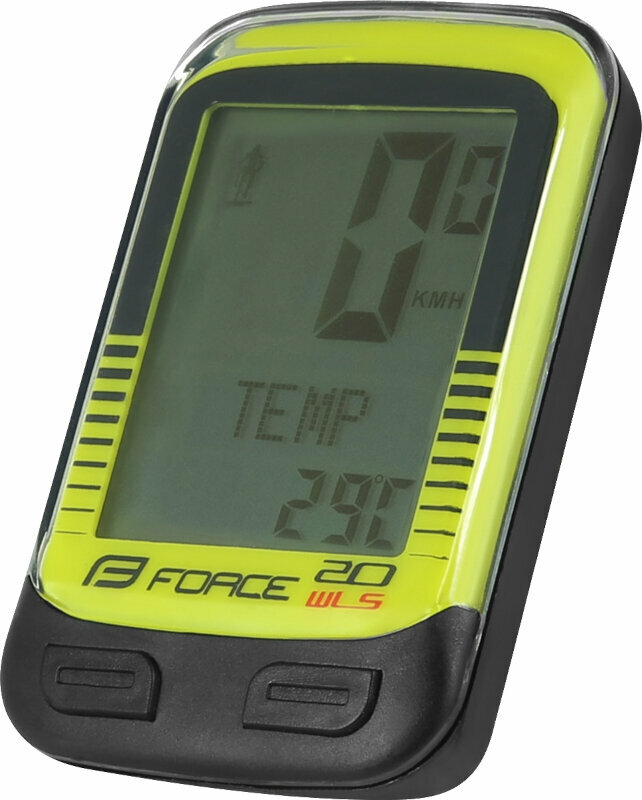Électronique cycliste Force WLS Bike Computer 20 Wireless Fluo Yellow