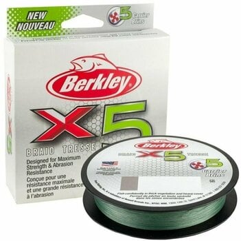 Bлакно Berkley x5 Braid Low Vis Green 0,08 mm 7,6 kg 150 m - 1