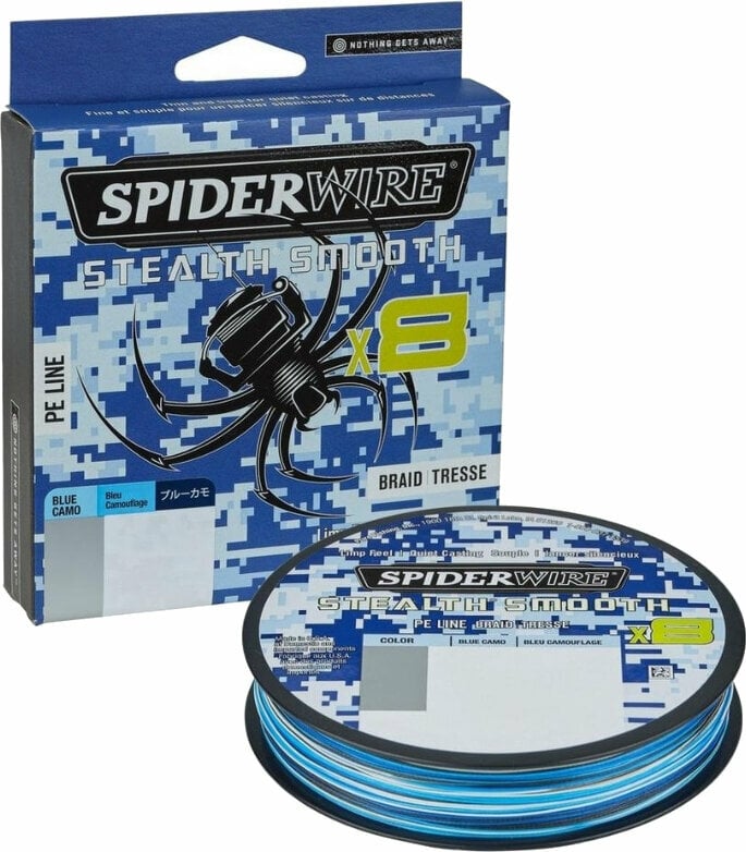 Vlasec, šňůra SpiderWire Stealth® Smooth8 x8 PE Braid Blue Camo 0,19 mm 18,0 kg-39 lbs 150 m