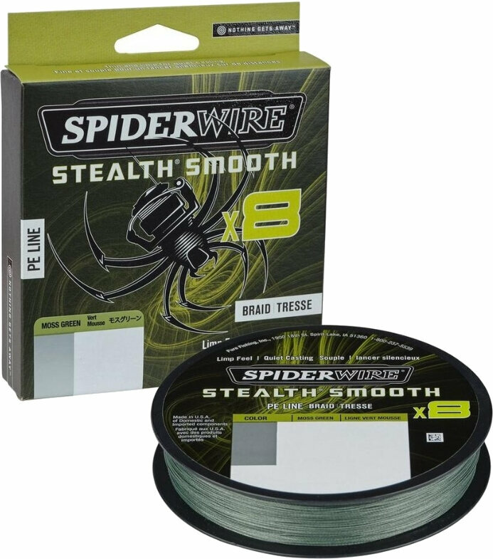 Vlasec, šňůra SpiderWire Stealth® Smooth8 x8 PE Braid Moss Green 0,19 mm 18,0 kg-39 lbs 150 m