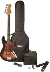 4-keelne basskitarr Vintage V49 Coaster Pack 3-Tone Sunburst 4-keelne basskitarr