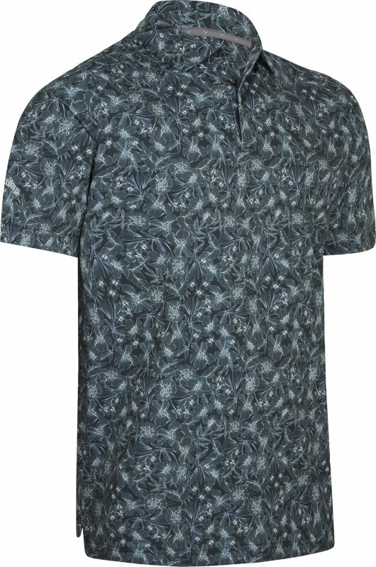 Риза за поло Callaway Mens All Over Outline Floral Print Polo Caviar L