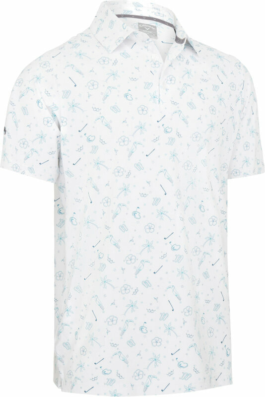 Polo Shirt Callaway Mens All Over Golf & Tucan Print Bright White XL Polo Shirt