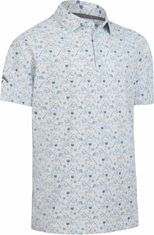 Риза за поло Callaway Mens Golf Novelty Print Bright White L Риза за поло