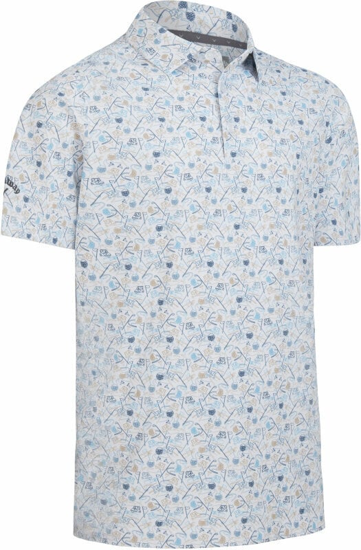 Риза за поло Callaway Mens Golf Novelty Print Polo Bright White 2XL