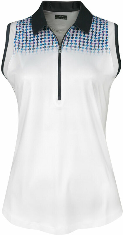 Polo trøje Callaway Womens Engineered Evanescent Geo Sleeveless Brilliant White S Polo trøje