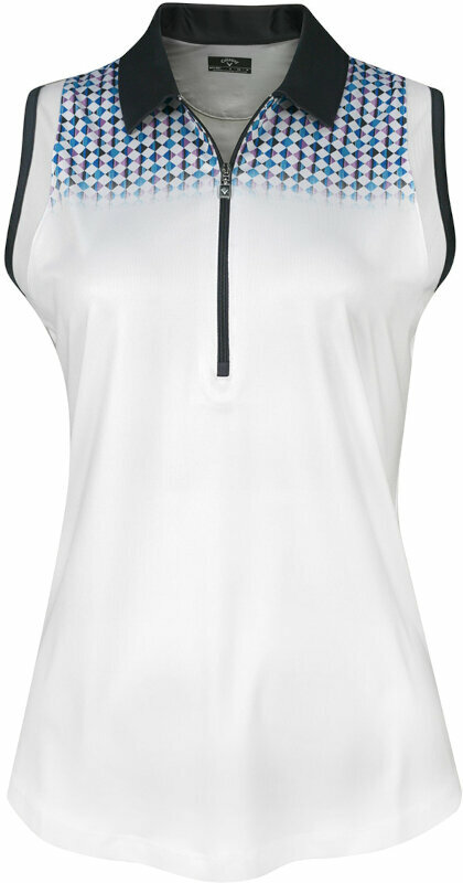 Polo košile Callaway Womens Engineered Evanescent Geo Sleeveless Polo Brilliant White XL