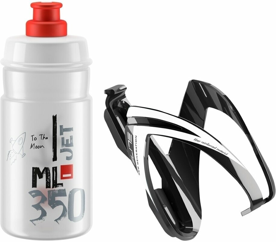 Biciklistička boca Elite CEO  Bottle Cage + Jet Bottle Kit Black Glossy/Clear Red 350 ml Biciklistička boca