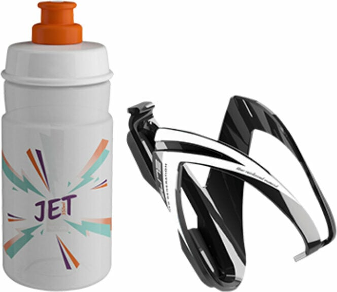Cyklistická láhev Elite CEO  Bottle Cage + Jet Bottle Kit Black Glossy/Clear Orange 350 ml Cyklistická láhev