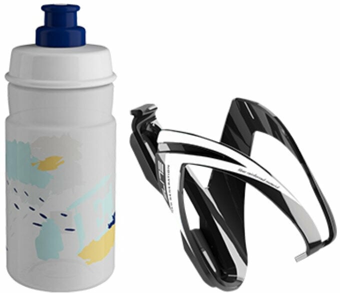 Cyklistická láhev Elite CEO  Bottle Cage + Jet Bottle Kit Black Glossy/Clear Blue 350 ml Cyklistická láhev