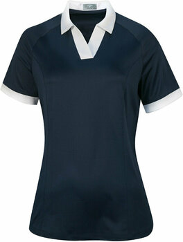 Polo Shirt Callaway Womens Short Sleeve V-Placket Colourblock Polo Peacoat L - 1