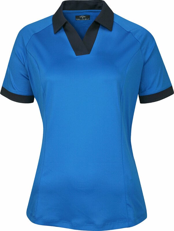 Polo majice Callaway Womens Short Sleeve V-Placket Colourblock Polo Blue Sea Star L