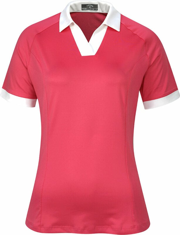 Polo-Shirt Callaway Womens Short Sleeve V-Placket Colourblock Polo Fruit Dove L