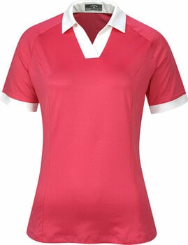Polo Shirt Callaway Womens Short Sleeve V-Placket Colourblock Polo Fruit Dove S - 1