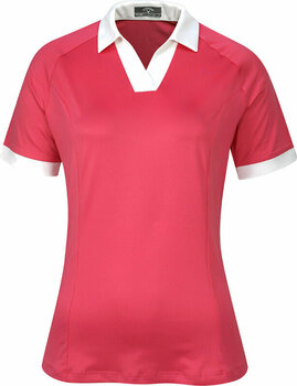 Polo Shirt Callaway Womens Short Sleeve V-Placket Colourblock Fruit Dove XS Polo Shirt - 1