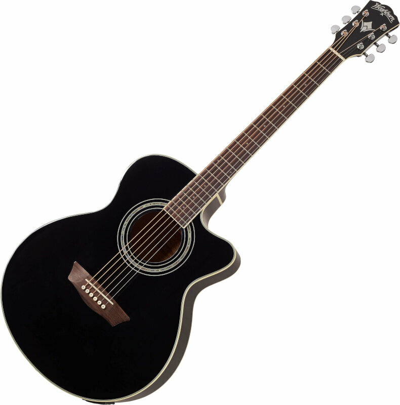 Elektroakustická kytara Jumbo Washburn EA12 B-A-U Black