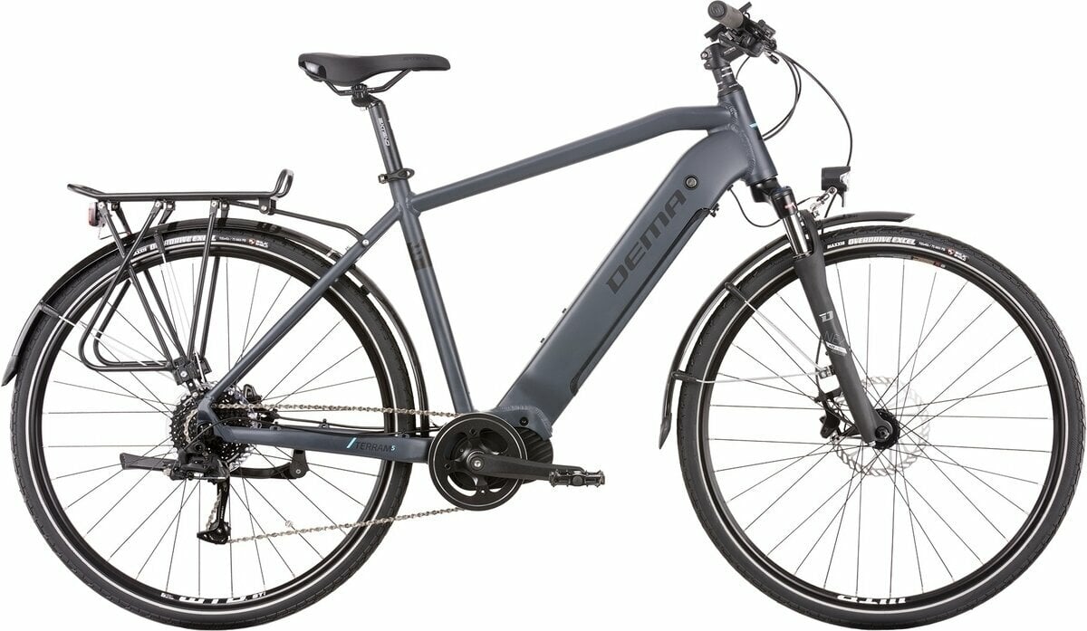 Hybride E-fiets DEMA Terram 5 L-TWOO A5 9-SPEED 1x9 Grey/Black M