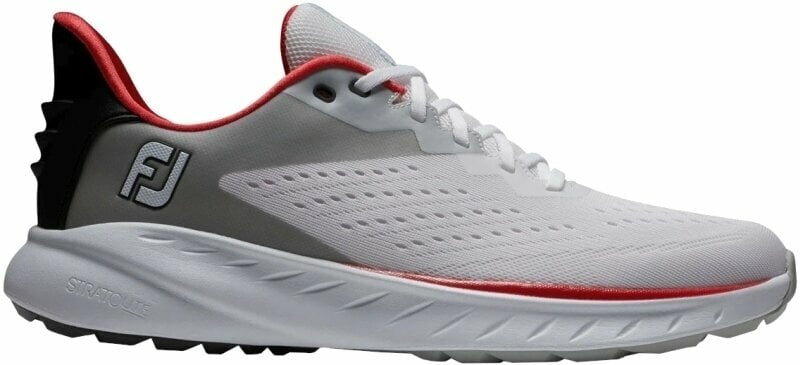 Chaussures de golf pour hommes Footjoy Flex XP Mens Golf Shoes White/Black/Red 43