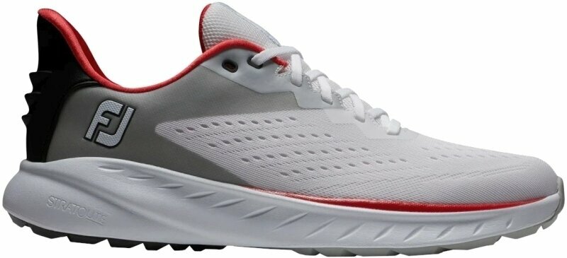 Calzado de golf para hombres Footjoy Flex XP Mens Golf Shoes White/Black/Red 46