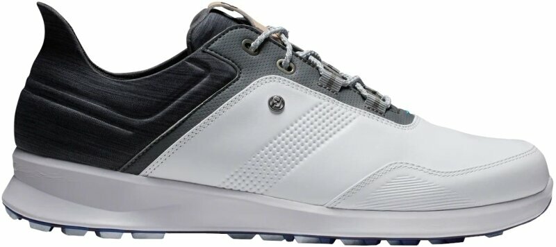 Calçado de golfe para homem Footjoy Stratos Mens Golf Shoes White/Black/Iron 39