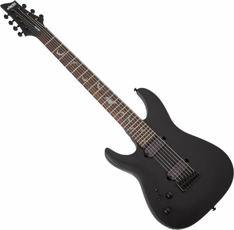 Elektrische gitaar Schecter Damien-7 Left Handed Satin Black (Zo goed als nieuw)