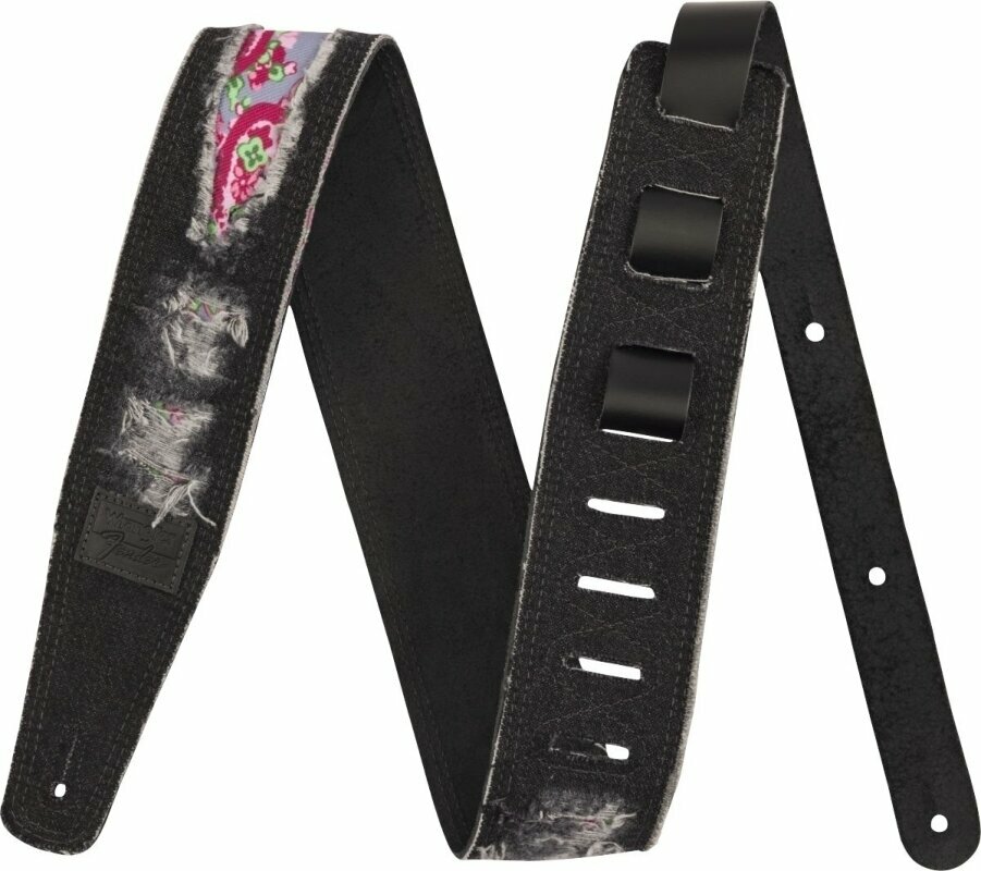 Textile guitar strap Fender Wrangler Ripped Paisley Denim Strap Textile guitar strap Black