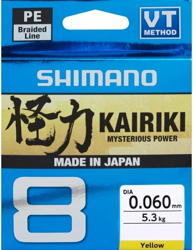 Fil de pêche Shimano Kairiki 8 Yellow 0,16 mm 10,3 kg 150 m Ligne tressée