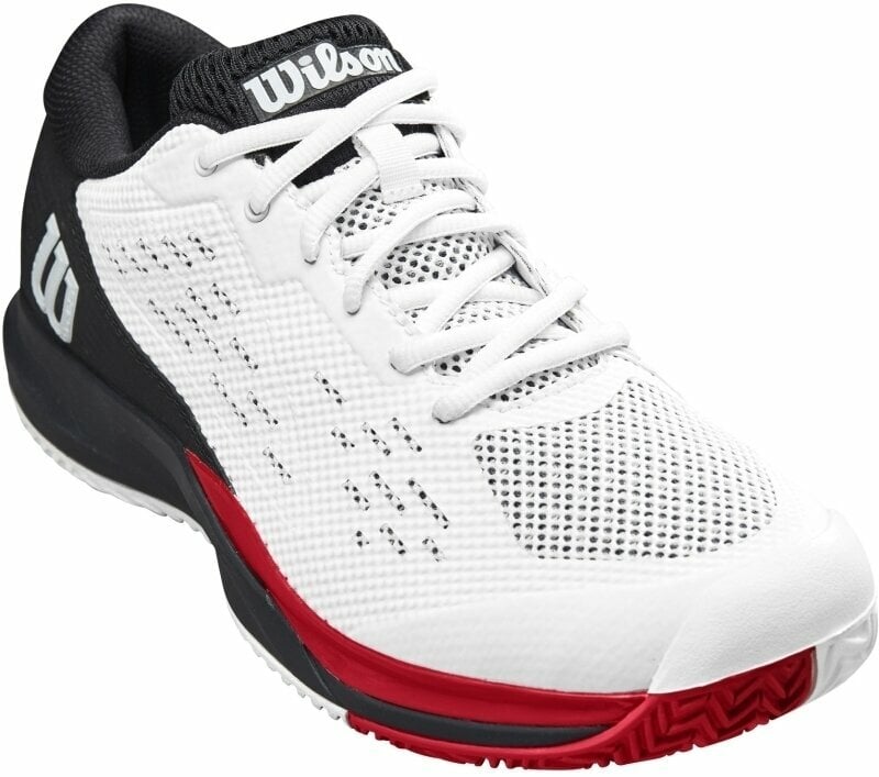 Pánska tenisová obuv Wilson Rush Pro Ace Mens Tennis Shoe White/Black/Poppy Red 44 Pánska tenisová obuv