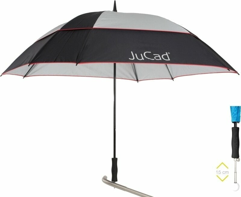 Regenschirm Jucad Telescopic Umbrella Windproof With Pin Black/Silver/Red