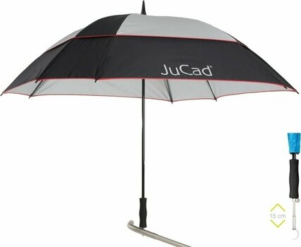 Parasol Jucad Telescopic Umbrella Windproof With Pin Black/Silver/Red - 1
