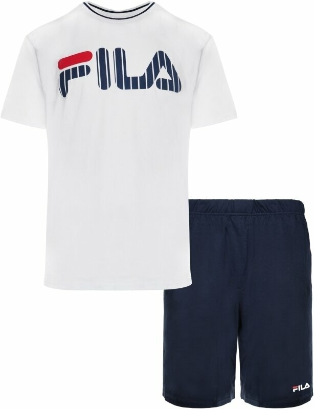 Sous-vêtements de sport Fila FPS1131 Man Jersey Pyjamas White/Blue M Sous-vêtements de sport