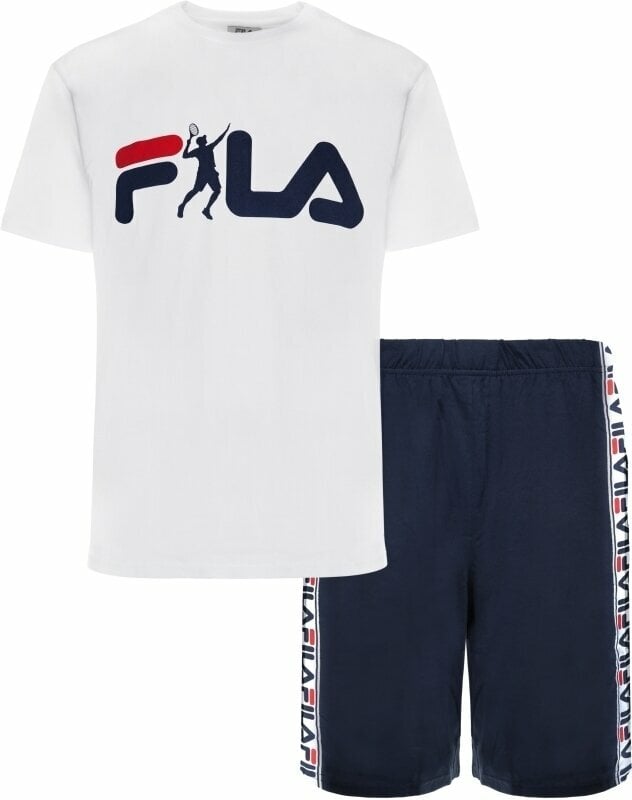 Treenialusvaatteet Fila FPS1131 Man Jersey Pyjamas White/Blue M Treenialusvaatteet