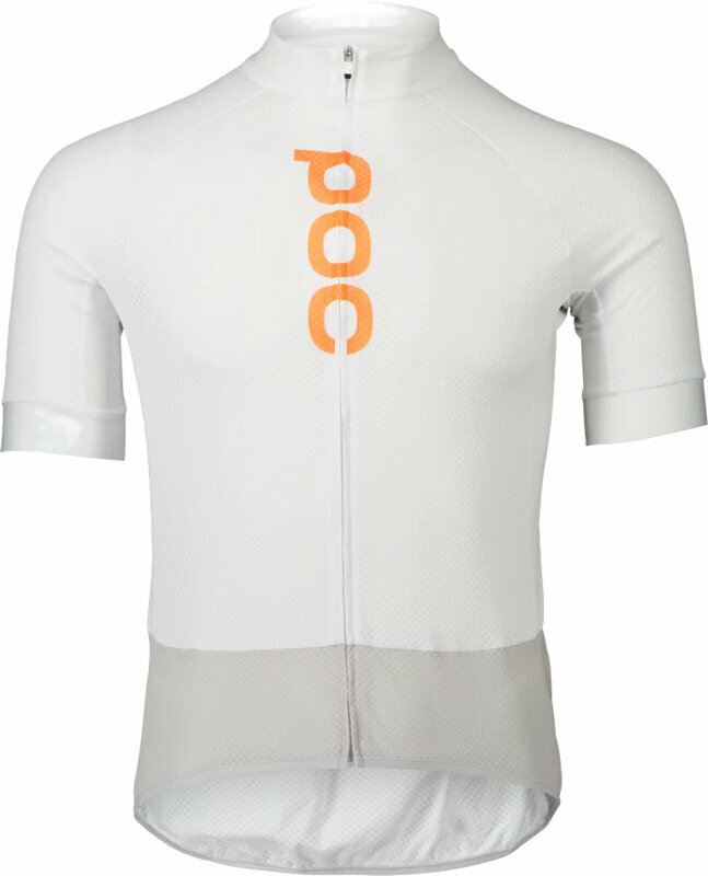 Велосипедна тениска POC Essential Road Logo Jersey Hydrogen White/Granite Grey M Джърси