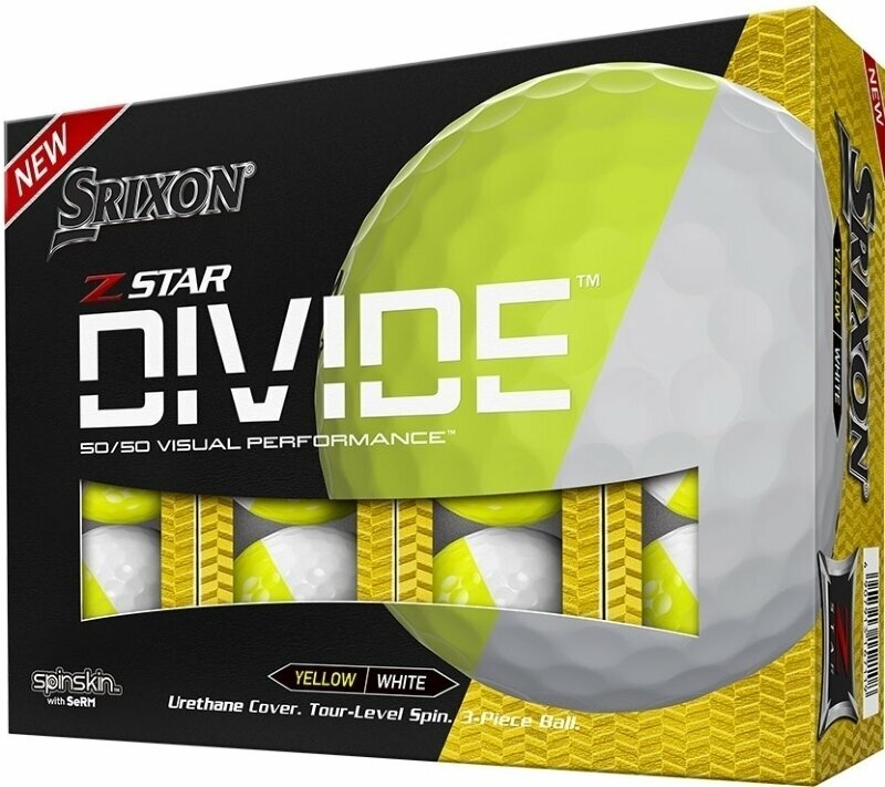 Golfový míček Srixon Z-Star Divide 8 Golf Balls White/Tour Yellow