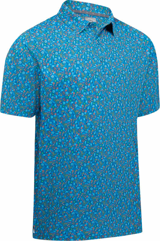 Риза за поло Callaway Mens Micro Novelty Golf Print Polo Vallarta Blue L
