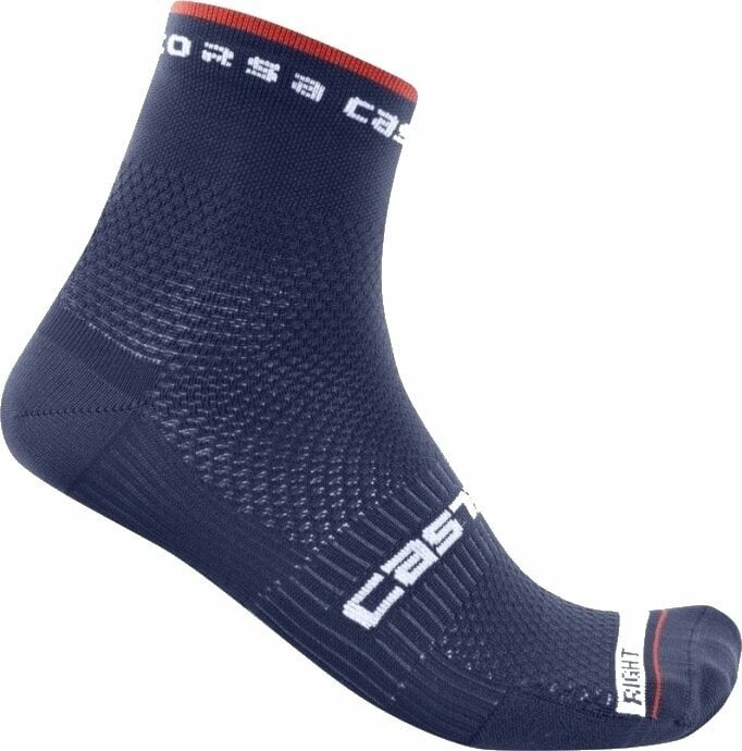 Meias de ciclismo Castelli Rosso Corsa Pro 9 Sock Belgian Blue S/M Meias de ciclismo