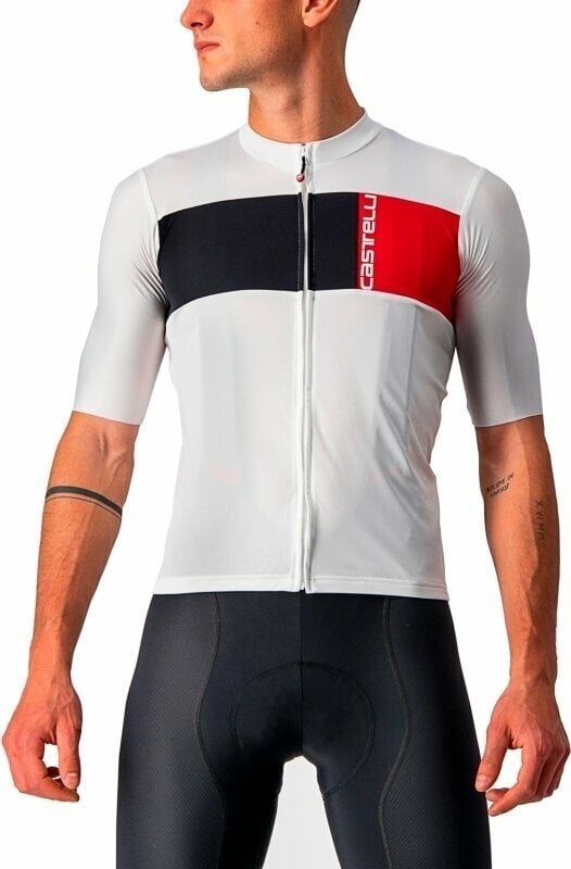 Camisola de ciclismo Castelli Prologo 7 Jersey Jersey Ivory/Light Black-Red S