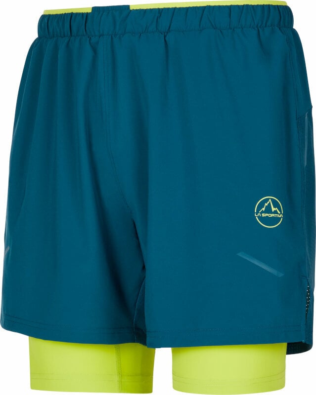 Shorts de course La Sportiva Trail Bite Short M Storm Blue/Lime Punch XL Shorts de course