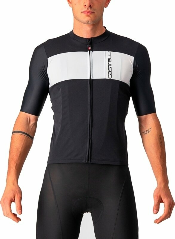 Camisola de ciclismo Castelli Prologo 7 Jersey Jersey Light Black/Silver Gray-Ivory L