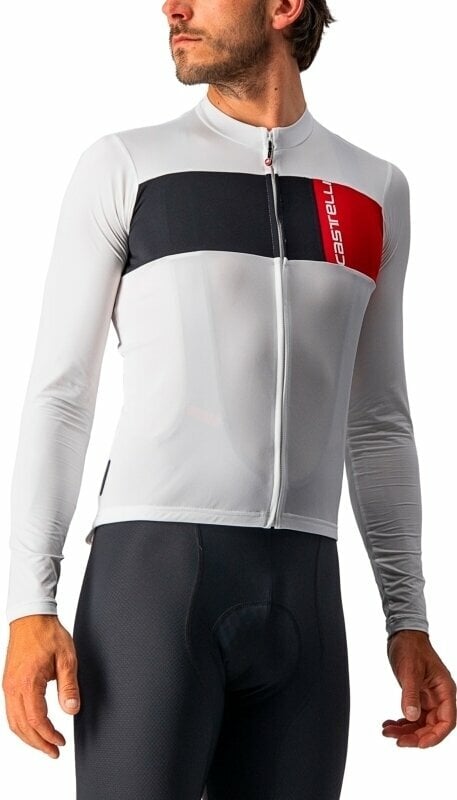 Велосипедна тениска Castelli Prologo 7 Long Sleeve Jersey Ivory/Light Black-Red S