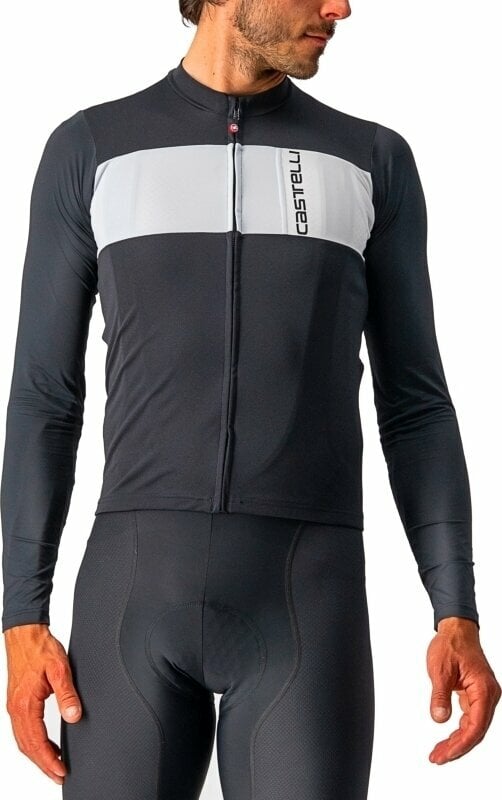 Cycling jersey Castelli Prologo 7 Long Sleeve Jersey Light Black/Silver Gray-Ivory S
