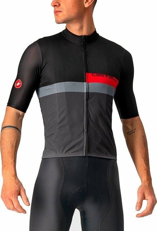 Maglietta ciclismo Castelli A Blocco Jersey Maglia Black/Red-Dark Gray L
