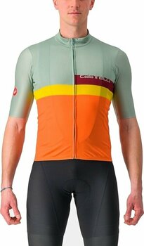 Cycling jersey Castelli A Blocco Jersey Jersey Defender Green/Dark Red-Bordeaux-Passion Fruit-Scarlet Lava S - 1