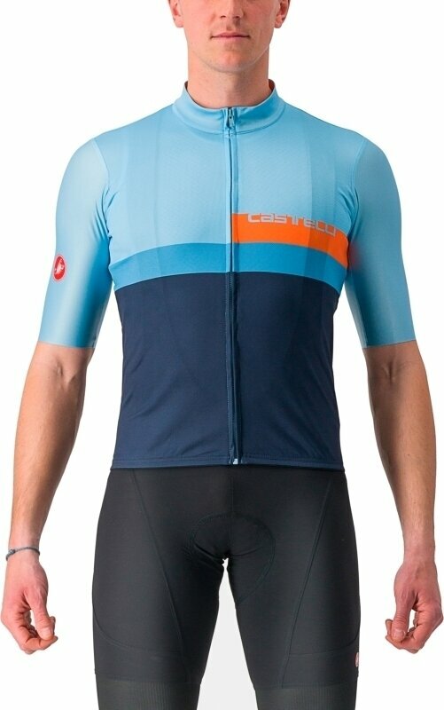 Cycling jersey Castelli A Blocco Jersey Jersey Baby Blue/Scarlet Lava-Niagara Blue-Belgian Blue L