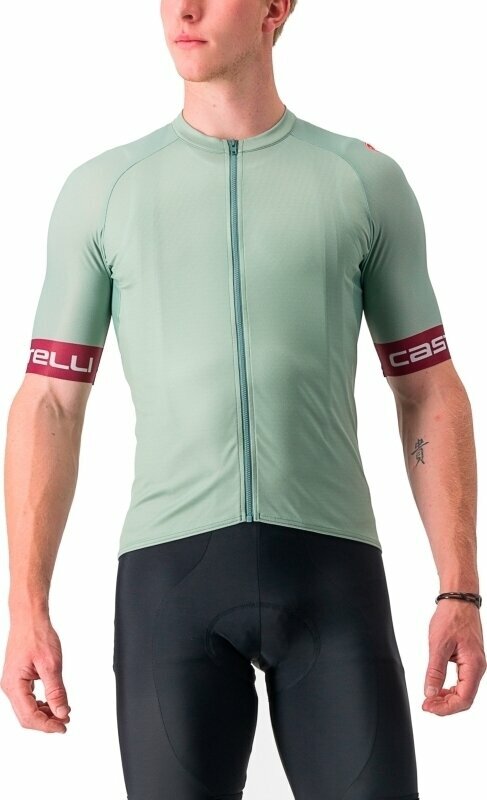 Odzież kolarska / koszulka Castelli Entrata Vi Jersey Defender Green/Bordeaux-Silver Gray 2XL