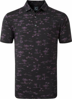 Koszulka Polo Footjoy Tropic Golf Print Mens Polo Shirt Black/Orchid S - 1