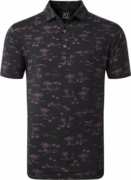 Polo Shirt Footjoy Tropic Golf Print Mens Polo Shirt Black/Orchid 2XL - 1