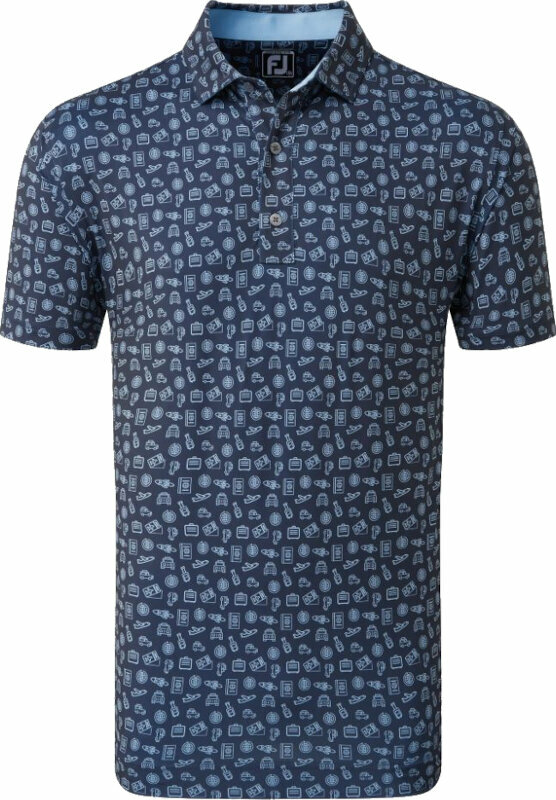 Camiseta polo Footjoy Travel Print Mens Polo Shirt Navy/True Blue L Camiseta polo