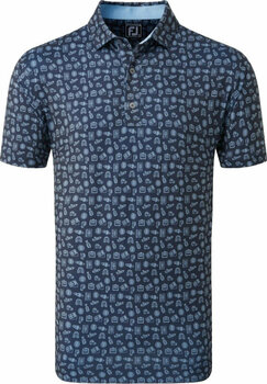 Polo Footjoy Travel Print Mens Polo Shirt Navy/True Blue XL - 1